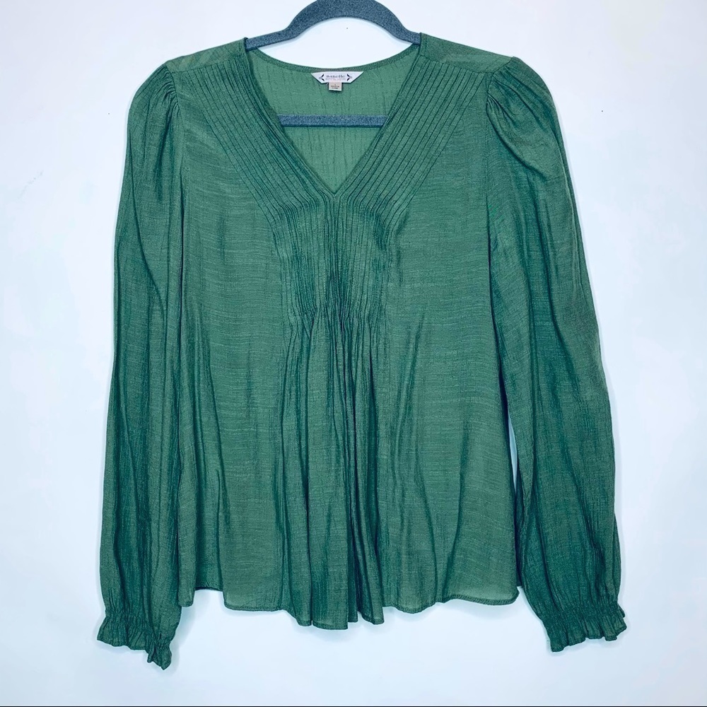 Nanette Lepore prairie Sage Pintucked V Neck Top